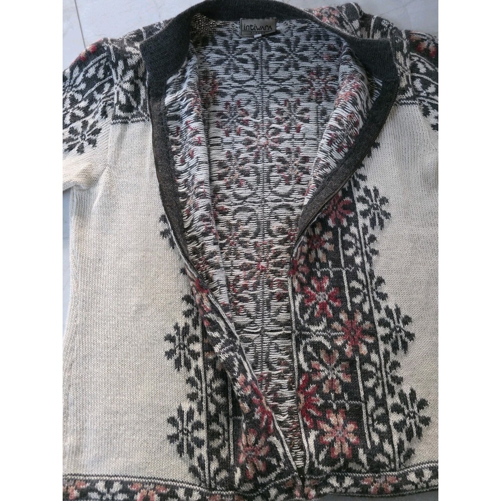 Vintage Intiwara Women's 100% Alpaca Cardigan Nordic XL Full Zip - Picture 15 of 15